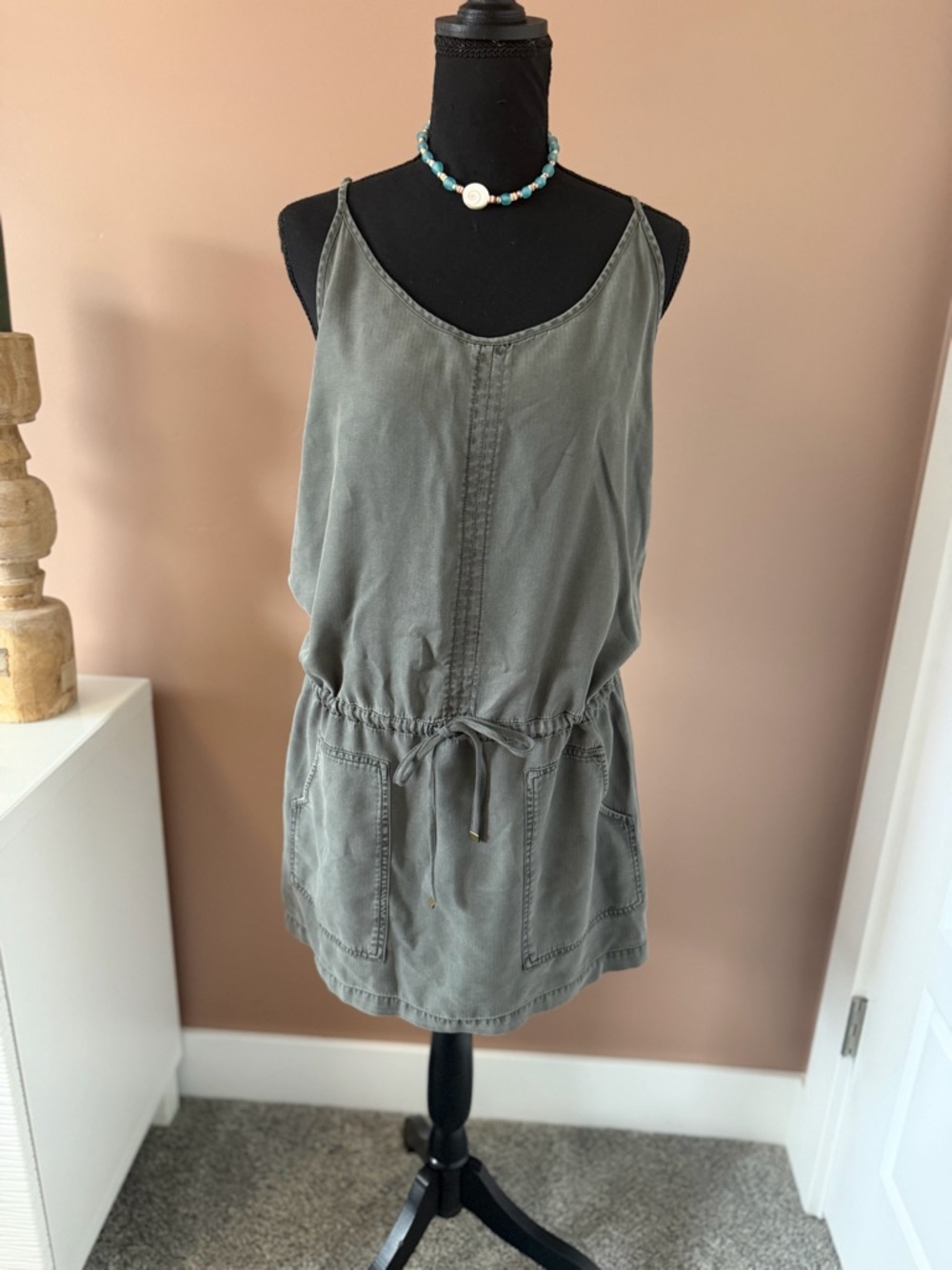 On The Road Olive Green Herringbone Tank Dress.